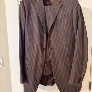 Isaia Dark Brown Pinstripe Suit
